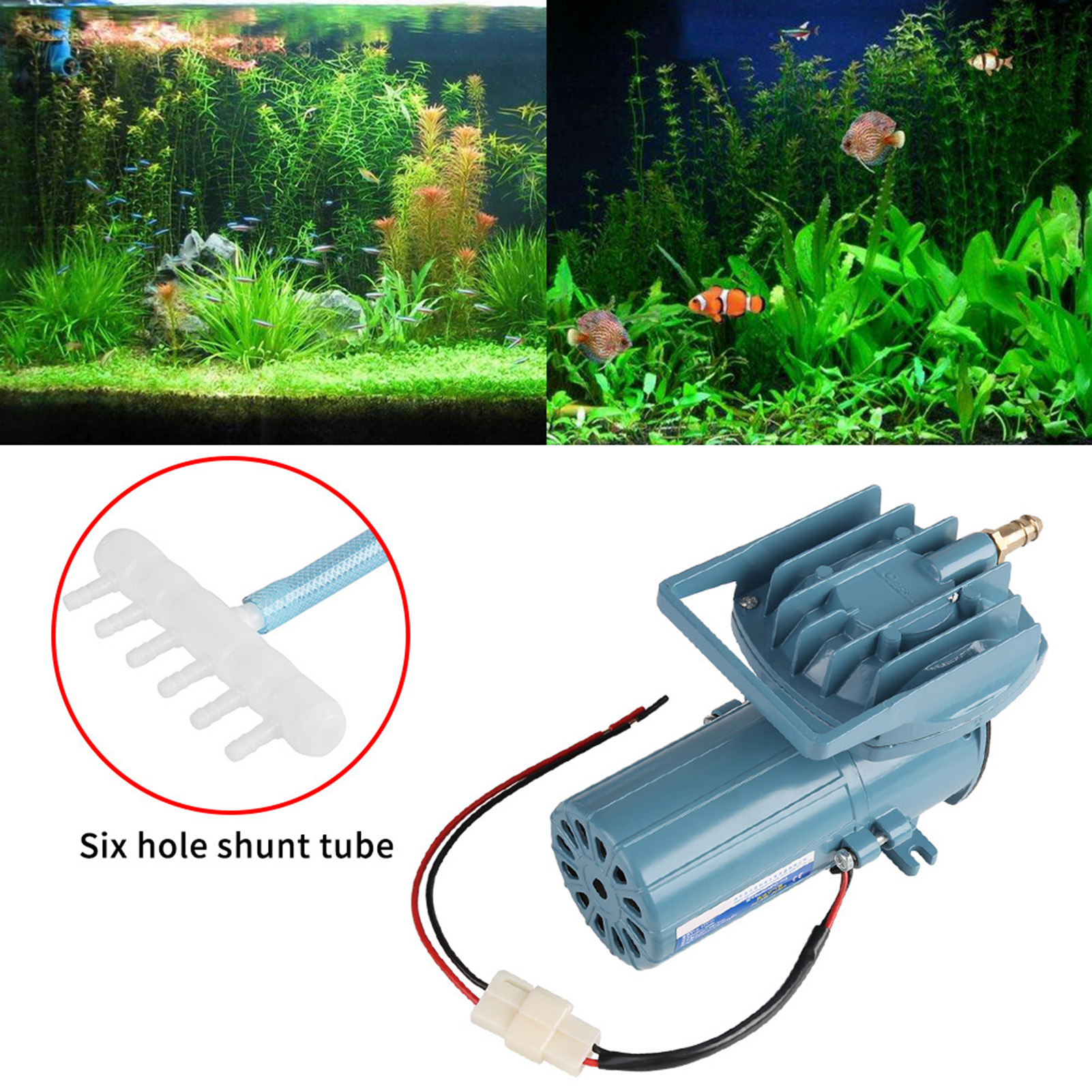 Aquarium Air Pump, DC 12V 35W Portable Aquarium Oxygen Pump, Professional Powerful Commercial For Grow Plants Fish Pond