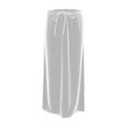 thumbnail image 4 of ZZwxWA Velvet Skirts for Women Dressy Casual Soft Smooth Lightweight Wrap Bodycon Long Skirt Drawstring Elastic Waist Dress, 4 of 5