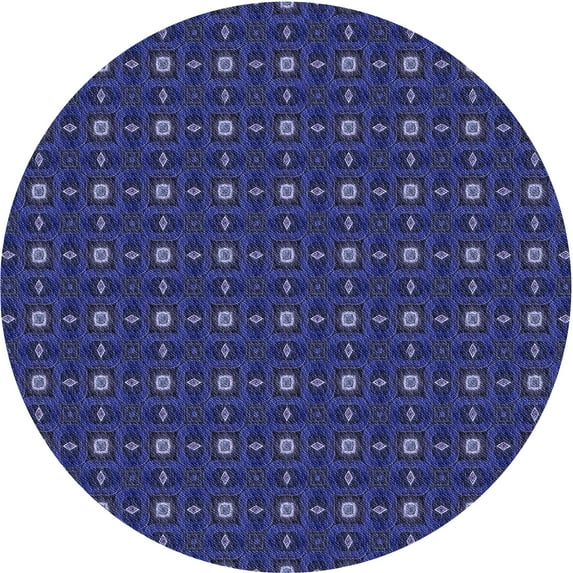 Ahgly Company Machine Washable Indoor Round Transitional Denim Dark Blue Area Rugs, 8' Round