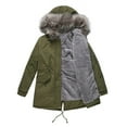 thumbnail image 2 of ELFINDEA Womens Tops Mid-length Hooded Winter Warm Plus Fleece Coat Plus Cotton Padded Coat Army Green 4XL, 2 of 8