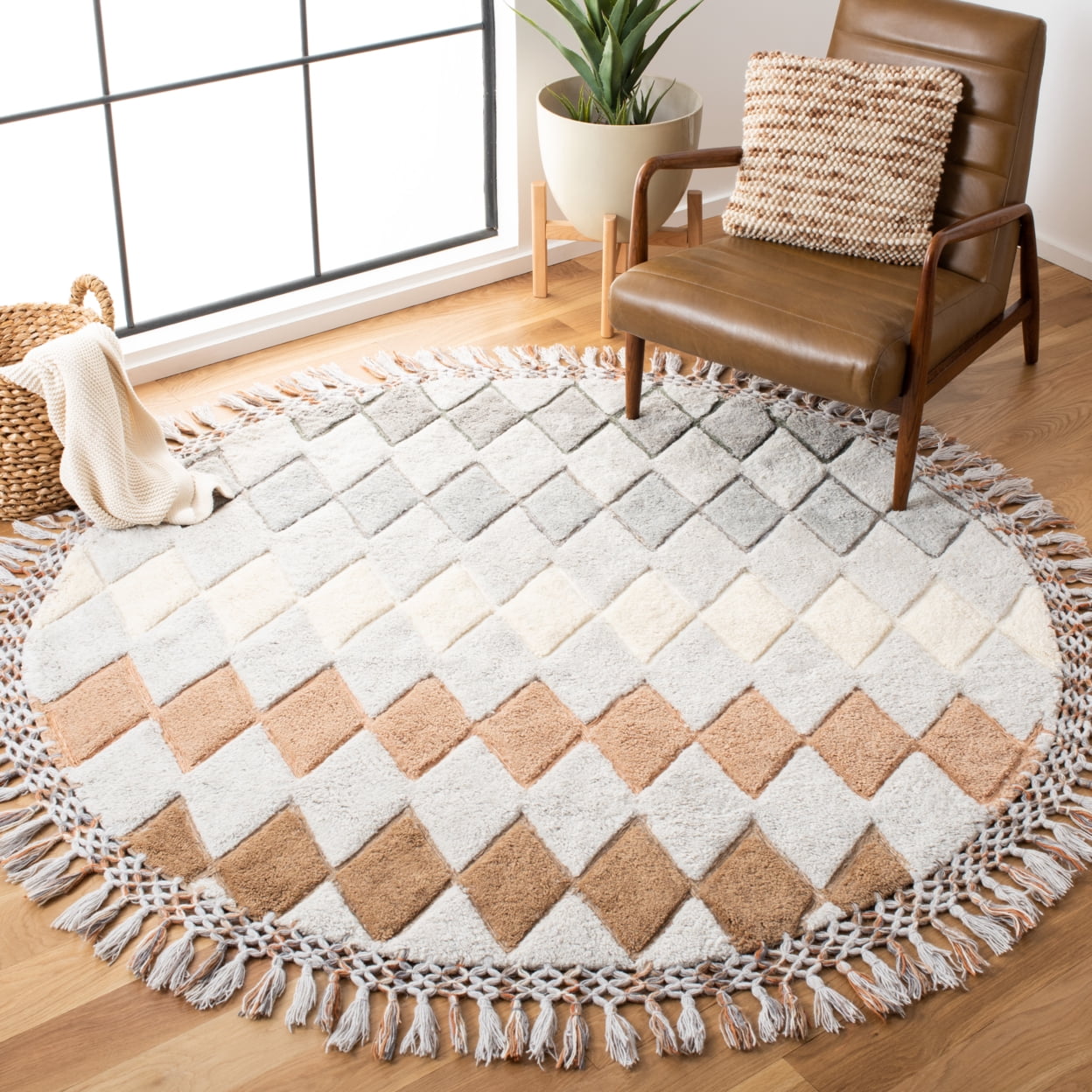 SAFAVIEH Sahara Hester Geometric Area Rug, Grey/Charcoal, 8' x 10'
