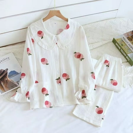 

CoCopeaunt Kimono Women Cotton Pijamas Set 2 Pieces Pajamas winter Autumn Girl Pink Floral Bud Print Pyjama Sleepwear Vintage Nightwear