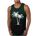 thumbnail image 2 of BXINGOHAI Mens Cotton Sleeveless Tank Tops Cut Off Muscle Gym T Shirts Running Beach Loose Fit Tees Army Green,L, 2 of 4