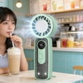 thumbnail image 3 of High-Speed Thermoelectric Handheld Fan, Portable Cooling Device With Adjustable Airflow Settings, for Outdoor Activities and Commuting, Green, 3 of 7