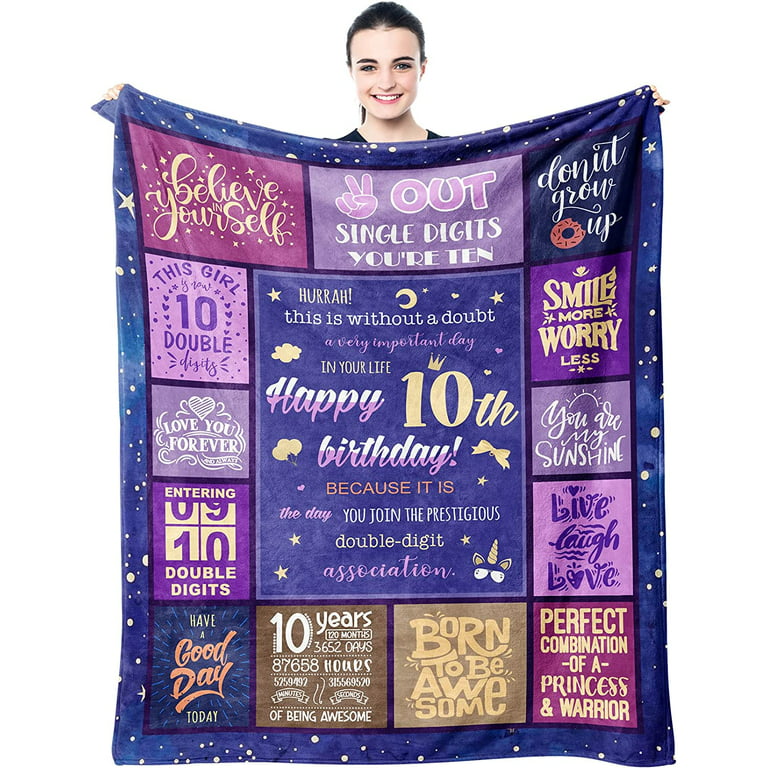 10 Year Old Girl Birthday Gifts, Best 10th Birthday Gifts for Girls, 10 Yr  Old Girl Gift Ideas, Cool Things Stuff Presents for Girls Age 10, Double  Digits Birthday Decorations Throw Blanket