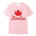 thumbnail image 4 of Baby Girl Summer Clothes Canada Day Theme Maple Leaf Print Children Boys and Girls Casual Trendy Short Sleeved T Shirt Toddler T Shirts Pink 3 Years-4 Years, 4 of 4