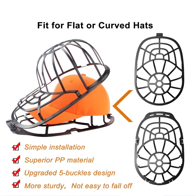 3-Pack Cap Washer for Baseball Hats, Hat Washing Cage Anti-Deformation Laundry Shaper Holder and Storage Box