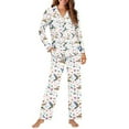 thumbnail image 2 of FOR U DESIGNS Flower Hummingbird Pajama Sets for Women 2 Piece Button Up Shirt Womens Nightwear Sets Button Front Sleepwear Size XS Long Sleeve Pants and Tops, 2 of 7