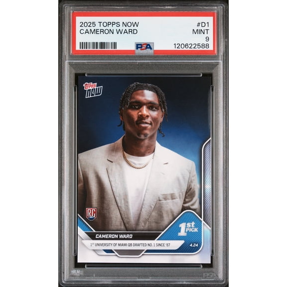 Graded 2025 Topps Now Cam Ward #D1 Rookie RC Football Card PSA 9 Mint