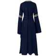 thumbnail image 3 of Domzest Medieval Dress for Women Vintage Renaissance Costumes Lace Up Bell Sleeve Square Neck Dresses Halloween Maxi Dresses Blue S, 3 of 3