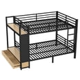 thumbnail image 5 of Leumius Queen over Queen Metal Bunk Bed with Built-in Wardrobe,Heavy Duty Loft Bed Frame with Storage Shelves,Drawers and Pegboard,Space-Saving,Black, 5 of 12