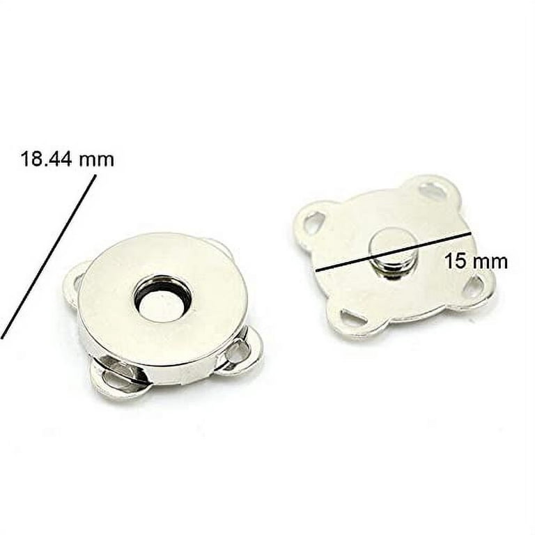 10 Sets Sew in Magnetic Bag Clasps Button Snaps Clasps Magnet Button for Purses  Handbag Clothes Scrapbooking Closure Fastener Sewing Craft DIY  (Silver,15mm) 