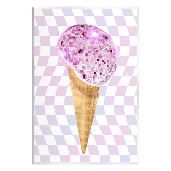 Stupell Industries Checkered Disco Ice Cream Food & Beverage Painting Unframed Art Print Wall Art, 10 x 15