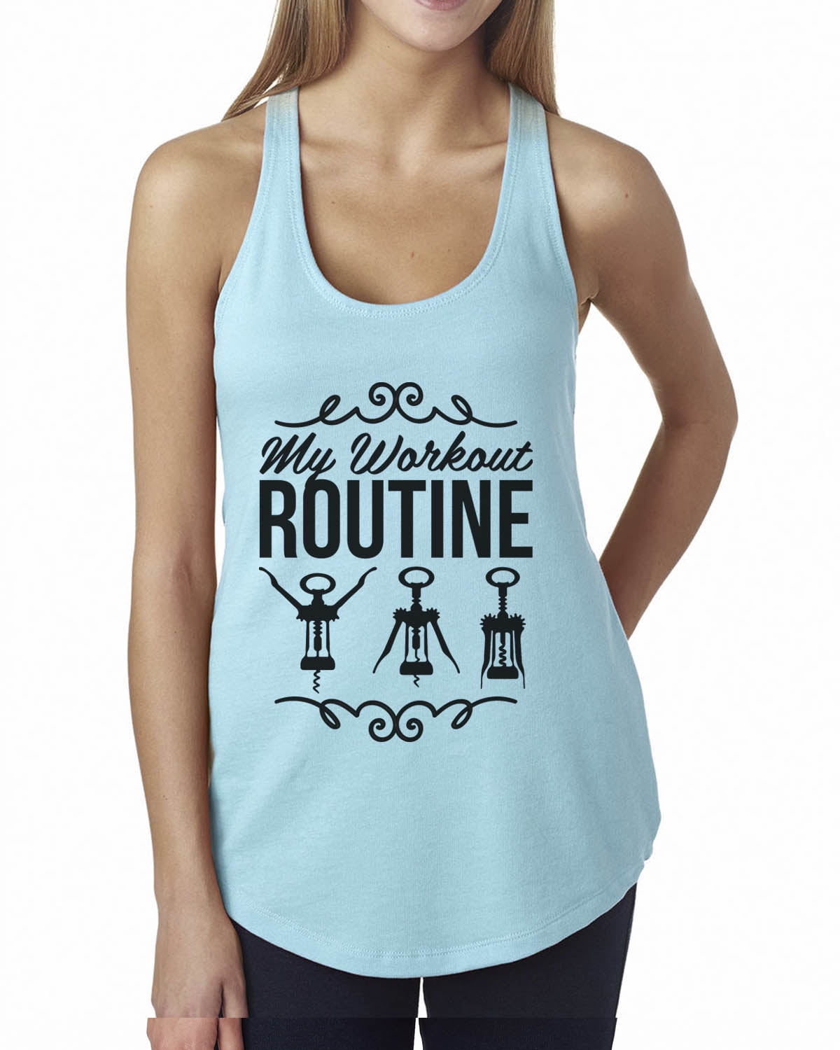 Funny Threadz Women's Flowy Tank Top “My Workout Routine" Wine Lover