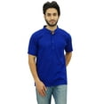 thumbnail image 2 of Atasi Mandarin Collar Men's Short Kurta Cotton Slub Royal Blue Shirt-XX-Large, 2 of 7