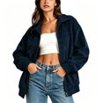thumbnail image 5 of JUUNthy Women's Faux Suede Jacket, Long Sleeve Lapel Collar Zipper Loose Fashion Casual Outerwear Coat Coffee L, 5 of 15
