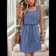 thumbnail image 4 of Vestido Mini con Cordón Texturizado y Calado para Mujer, Color Azul Neblina, Talla L, 4 of 7