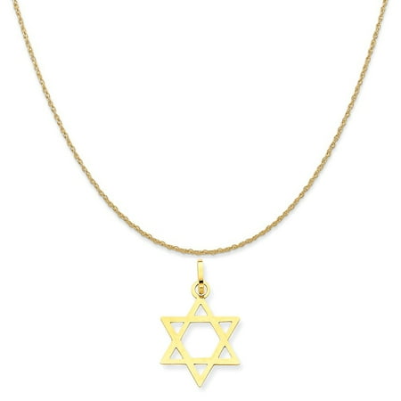 Garnet Star Of David Necklace - 14k Yellow Gold Star Of David Pendant on a 14K Yellow Gold Rope Chain Necklace, 16