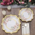 thumbnail image 3 of BalsaCircle 25 White 8" Floral Disposable Dinner Salad Paper Plates Gold Scallop Trim Party Decorations, 3 of 8