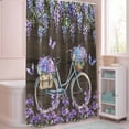 thumbnail image 5 of Shower Curtain Purple Flowers Shower Curtains for Bathroom Decor, Waterproof Polyester Shower Curtain Set with Hooks, Small Stall Size 36" x 72" Bicycle Vintage Floral, 5 of 9