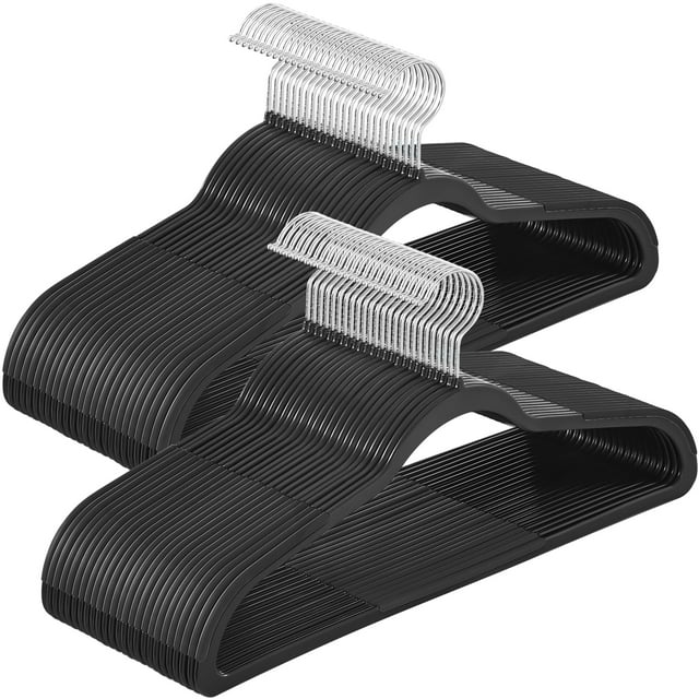 Perchas para ropa SONGMICS, paquete de 50 unidades, de plástico, tinta negra