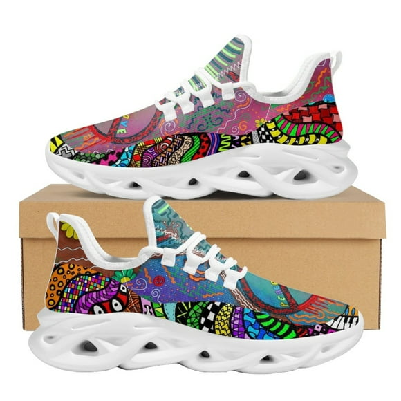 Peach and Love Pattern Running Cushion Sneakers for Women Breathable Air Mesh Shoes Girl Waer Resistant Sport Shoes