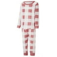 thumbnail image 3 of Argulvti Family Pajamas Matching Set, Long Sleeve T-shirt with Pants Plaid Sleepwear Loungewear, 3 of 10