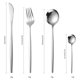 thumbnail image 2 of Juego de vajilla de 4 piezas, utensilios de cocina pulidos con espejo con tenedor, cuchillo para carne, cuchara para cena y cuchara de té (plateado), 2 of 5