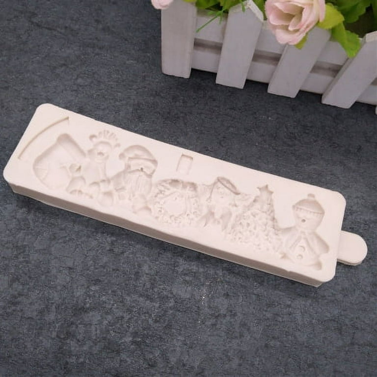 Large Christmas Silicone Mold 3D Reindeer Santa Claus Snowman Fondant Mold  For Cake Cupcake Cookies Decorating