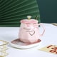 thumbnail image 1 of Juego de calentador de tazas de café con control de temperatura con taza y cuchara de cerámica para uso en el escritorio de té de café, 1 of 6