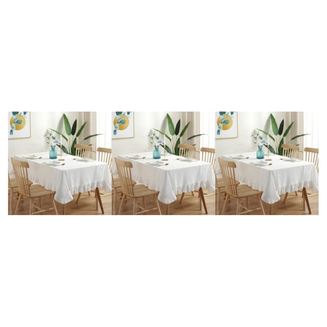 Guardoinrt Easy Care Rectangular Tablecloth Sturdy And Durable Ensures Easy Maintenance white 90*90CM 3Set