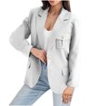 thumbnail image 2 of Ofreoo Women's Solid Color Double Breasted Pocket Long Sleeved Hoodless Turndown Collar Casual Jacket Winter Jackets for Women Great Gifts for Less, 2 of 9