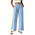 thumbnail image 2 of YuXingFu Womens Linen Pants Women Petite Relaxed Palazzo - Cargo Pocket Summer Blue S, 2 of 7