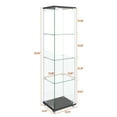 thumbnail image 2 of Glass Display Cabinet with 3 Color Lights, Glass Display Cases for Collectibles Suitable for Living Room and Bedrooms, 1-door 4-shelf 64.45""(H) x 16.73""(L) x 14.37""(W) inches, 2 of 13