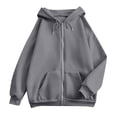 thumbnail image 5 of UDAUDU Womens Zip Up Hoodies Trendy Oversized Fleece Jackets Preppy Loose Fit Travel Hoodie Cute 2026 Fall Fashion Y2k Clothes with Pocket Dark Gray M, 5 of 8
