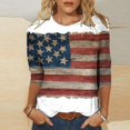 thumbnail image 1 of DPTALR Women's Independence Day Printed T-shirt 3/4 Sleeves Blouse Round Neck Casual Tops, 1 of 4