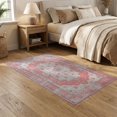 thumbnail image 2 of ODIKA 5'x7' Washable Area Rug Mauve Dusty Vintage Scroll Distressed Boho Border Motifs Trellis for Small Living Room, Bedroom, Easy Care, Non-Shedding, Pet Friendly, 2 of 7