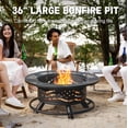 thumbnail image 3 of 36 Inch Fire Pit with 2 Cooking Grates, Outdoor Wood Burning BBQ Grill Firepit Bowl with Cover Lid, Steel Round Table for Backyard Bonfire Patio Picnic (Black, 36IN), 3 of 6