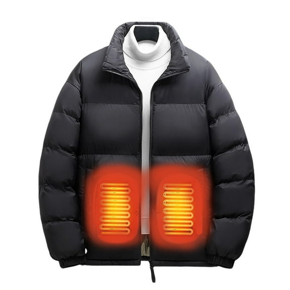 AUNVITO Men's 6-Zone Heated Jacket Smart Temperature Control Stand Collar Lightweight Casual Coat Winter Polyester Outerwear