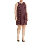 Angle View: Adrianna Papell Womens Plus Pleated Knee Length Midi Dress Red 20W