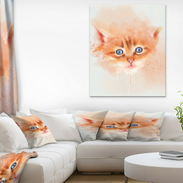 Aquarelle Chat Brun Mignon - Impression sur Toile Animal