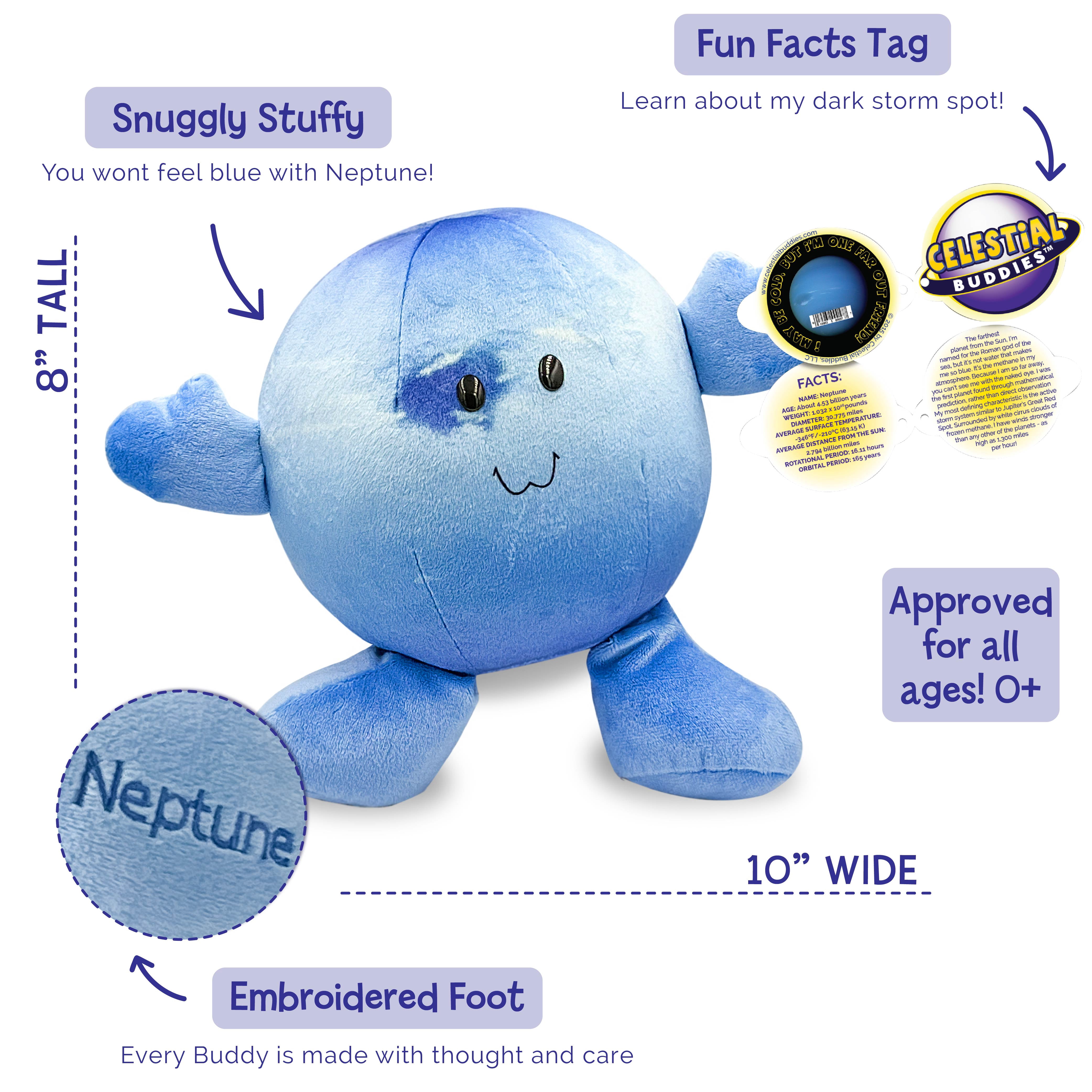 Celestial Buddies Neptune Stuffed Planet Plush Blue Solar System Space Toy Age 0+