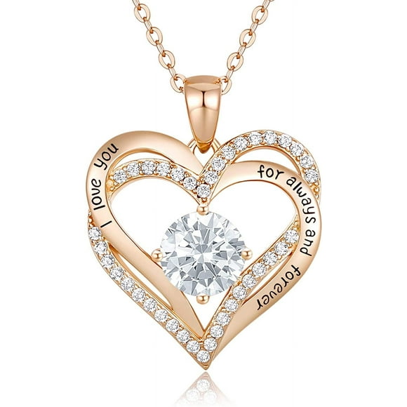 Women Necklace 925 Sterling Silver Rose Gold Plated Birthstone Pendant Necklaces for Women with Cubic Mother's Day Jewelry Gifts Birthday Gift for Mom Women Wife Girls Her