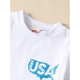 thumbnail image 4 of Wassery Independence Day Clothes Toddle Boys 4th of July Outfits Summer Double-sided Map Print Short Sleeve T-shirt and Casual Elastic Shorts Set, 4 of 9
