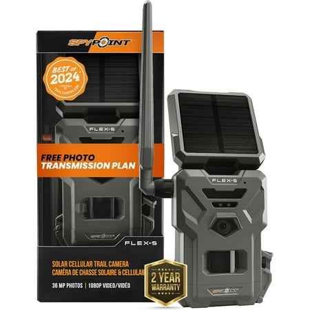 SPYPOINT FLEX-S Solar Outdoor Cellular Trail Camera - 36 MP Photo/1080p Video with Sound