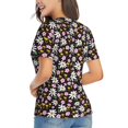 thumbnail image 3 of Xecao Daisies Flowers for Women's V-Neck T-Shirts-Elegant Half-Sleeve Tops Perfect for Summer-Small, 3 of 5
