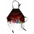 thumbnail image 1 of Christmas Apron, Digitally Composed Xmas Pattern with Snowman with Scarf and Hat Baubles Flakes, Unisex Kitchen Bib with Adjustable Neck for Cooking Gardening, Adult Size, Multicolor, by Ambesonne, 1 of 4
