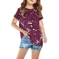 thumbnail image 2 of Nskgu Girl's Tie Dye Printed Short Sleeve T Shirts Crewneck Loose Fit Tunic Tops Summer Casual Blouses Kids Tshirts for Size 3-12 Years under $10, 2 of 4