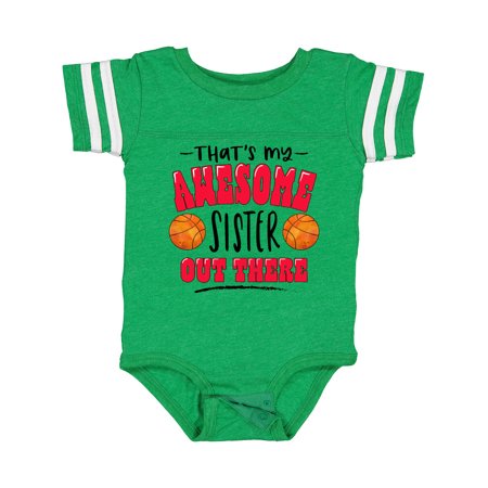

Inktastic That s My Awesome Sister out There with Basketballs Gift Baby Boy or Baby Girl Bodysuit