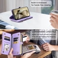 thumbnail image 3 of ELEHOLD for Samsung Galaxy A06 Case,  Full Body Protection Crossbody Flip Zipper Credit Card Slot Wallet Case Kickstand Shockproof Leather Case with Shoulder Strap and Wrist Strap, Purple, 3 of 12